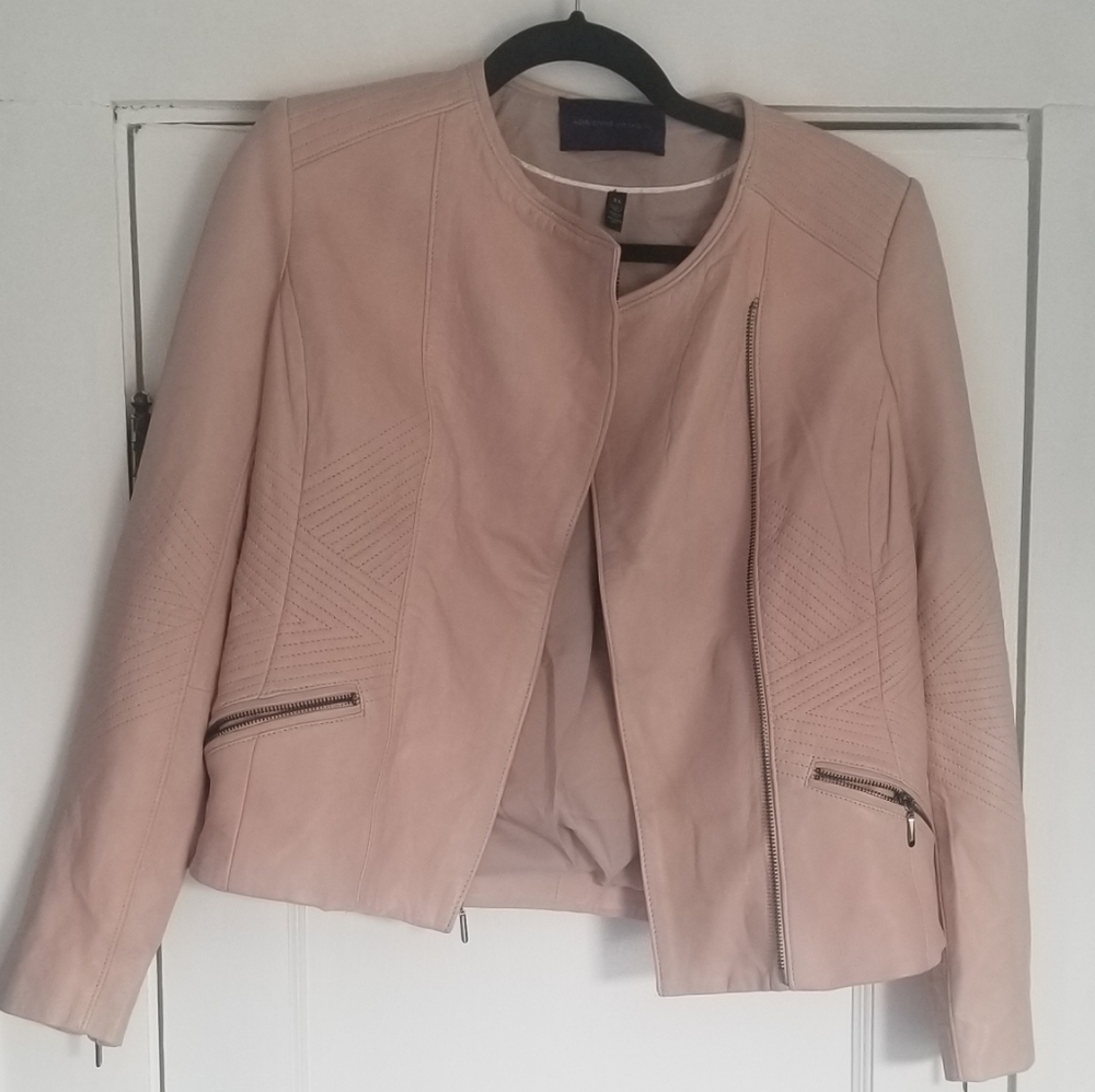 Adrienne Vittadini Light Pink Leather Jacket XS
